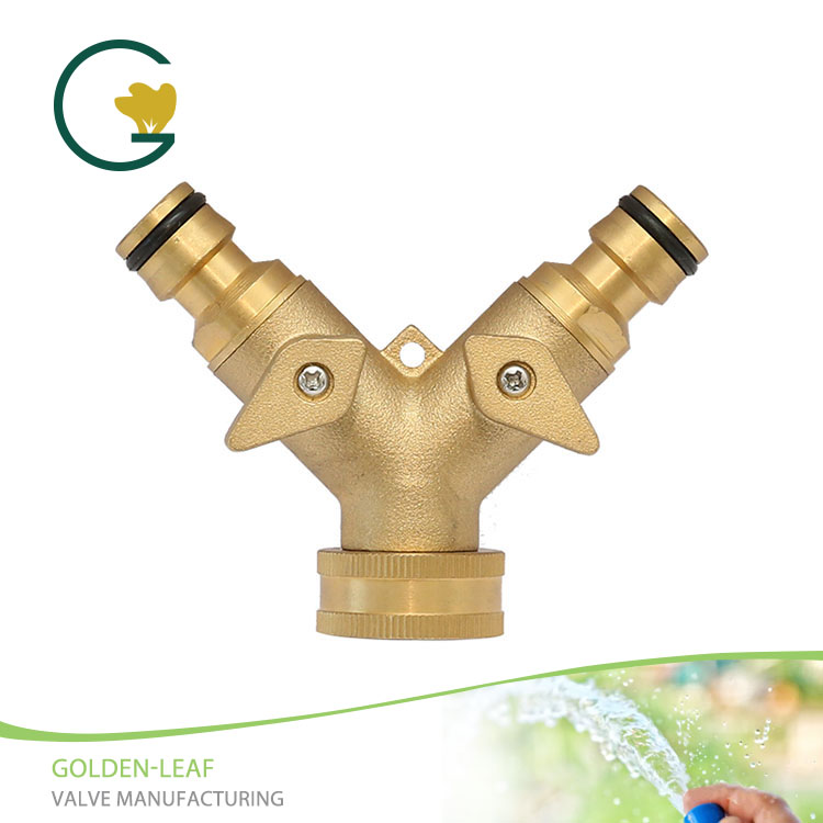 Heavy Duty Brass Valves of Metal 2 Way Y Valve Garden Hose Quick Connector Tap Splitter