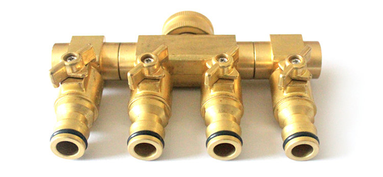 Duty Ορείχαλκος 4 Way Hose Manifold Hose Pipe Adapter